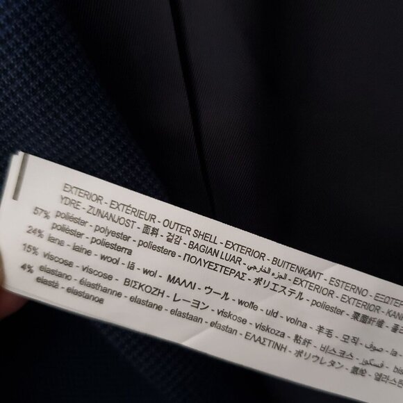 Zara Houndstooth Blazer Suit Jacket Coat Navy Blue Sz Men's 40 Regular Fit Lined - Picture 12 of 13